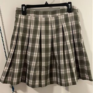 💚Green plaid pleated mini skirt